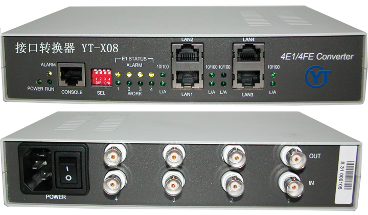 YT-X08 4×E1/以太网 协议转换器